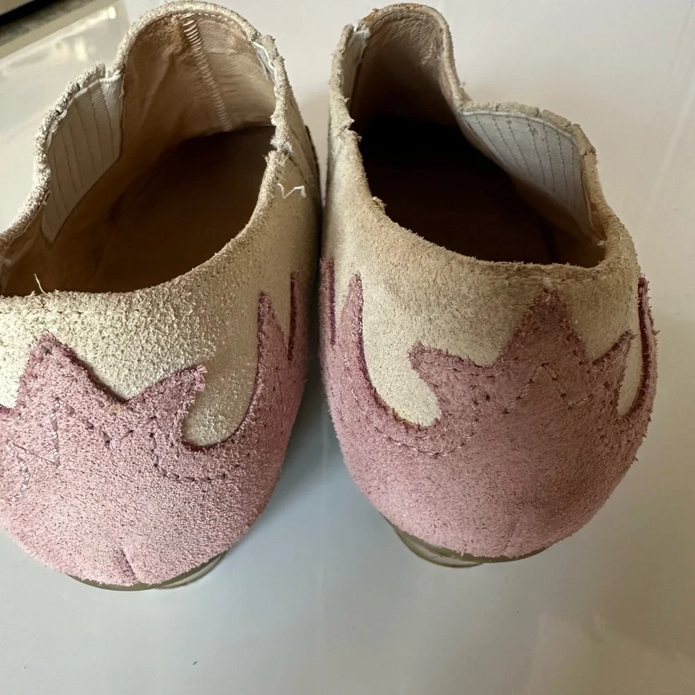 Oak Tree Western Suede Booties Pink Cream Size 8